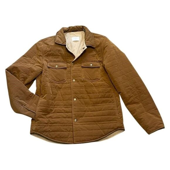 Billy Reid Quilted Snap Front Shirt Jacket Tan NEW Cotton Blend Warm Men's sz M - Picture 6 of 16